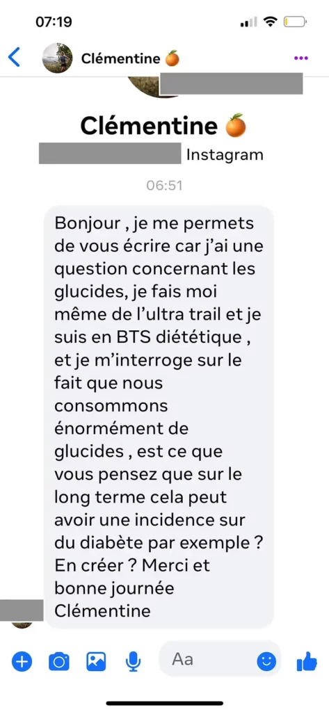 Question de Clémentine à propos des glucides