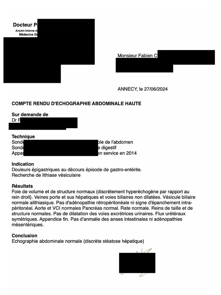 Exemple d'un compte rendu d'échographie abdominal