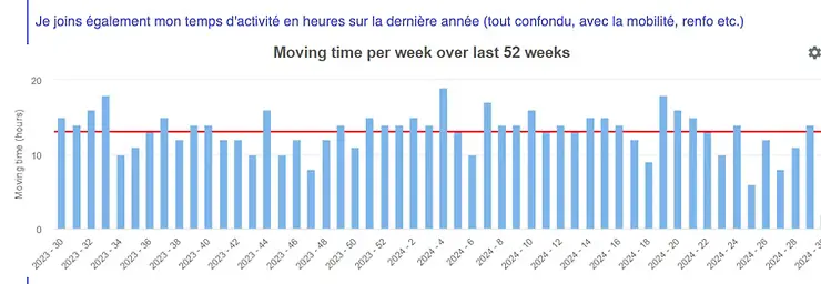 Graphique représentant la durée d’activité (en heures) sur une année